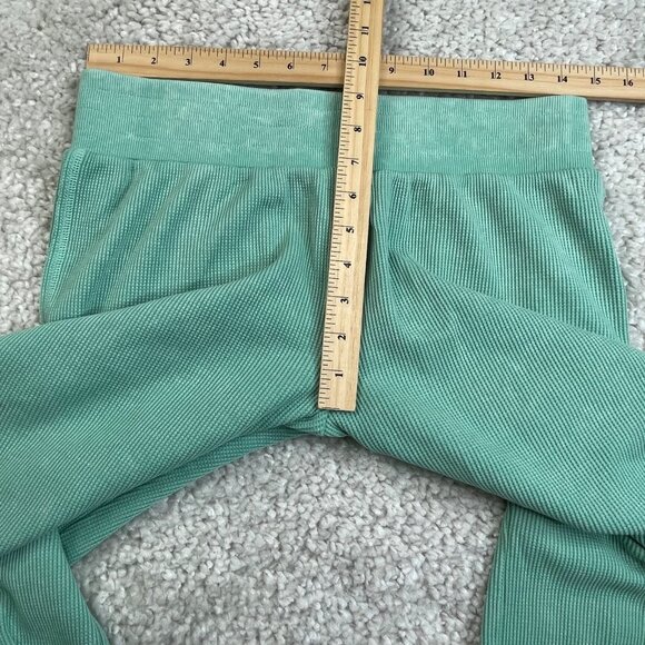 Sundry The Sunnyside Waffle Knit Wide Leg Pants Green - Picture 5 of 6